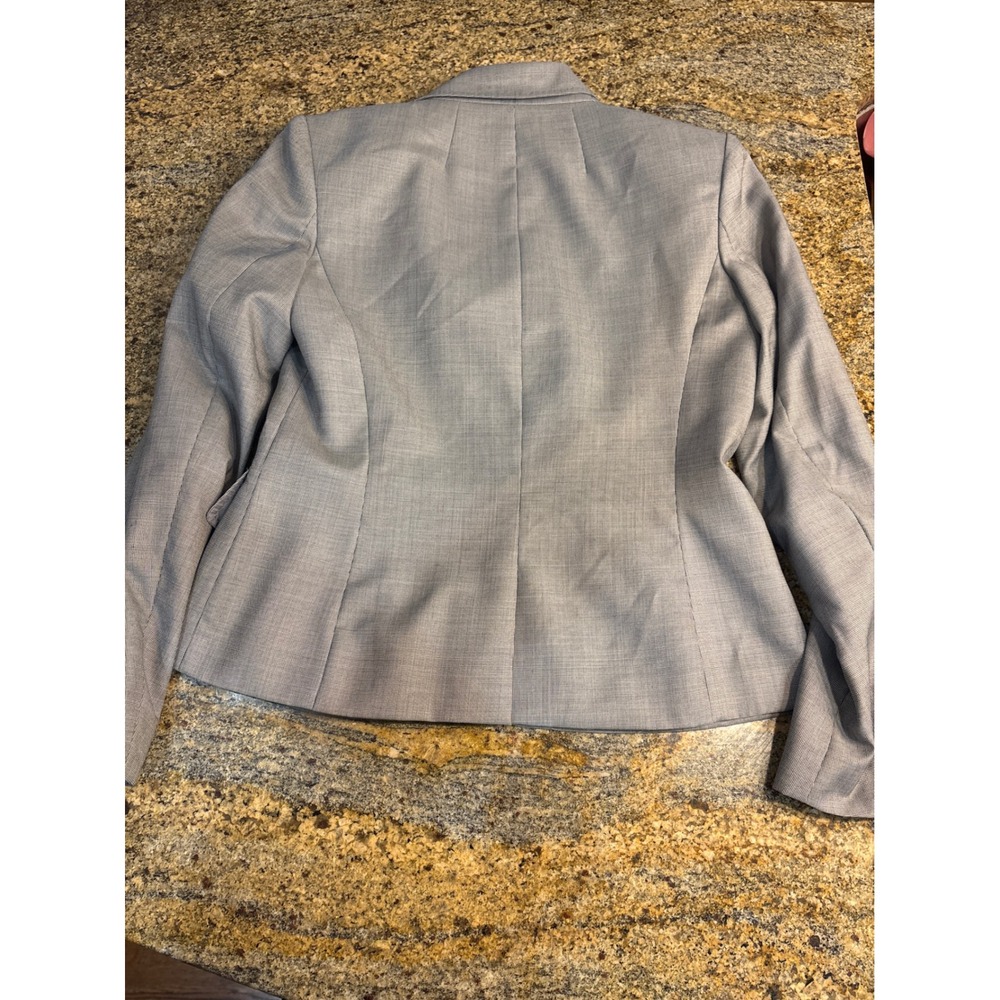Anne Klein Suit Womens 6 Grey Micro Houndstooth Blazer Pants Set Wool Blend - Picture 8 of 15